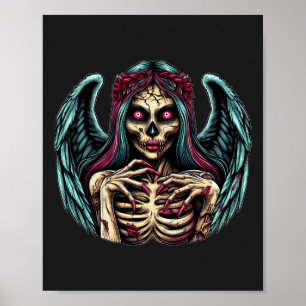 Poster Zombie Angel Dark Fantasy Art, esqueleto assustado