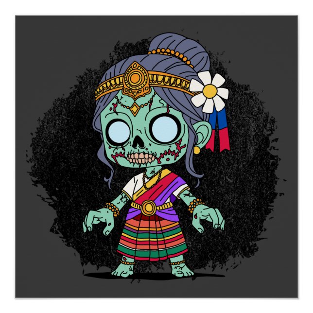 Póster Zombie cambojano bonito (Frente)