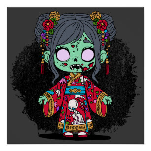Póster Zombie Chinês Bonito