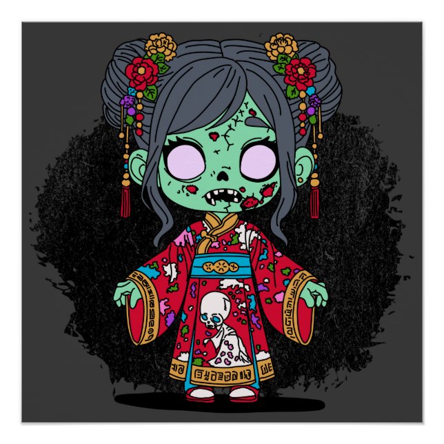 Póster Zombie Chinês Bonito (Frente)