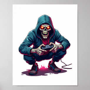 Poster Zombie Gamer - Camisa de jogos de Dia de as Bruxas