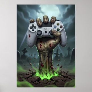 Poster Zombie Gamer Hand - Undead Controller Grip