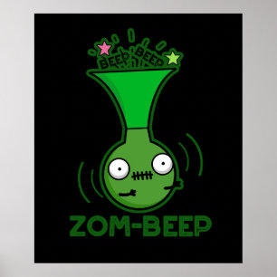 Poster Zombie Honker Pun Dark BG, Zombie zombie Engraçado