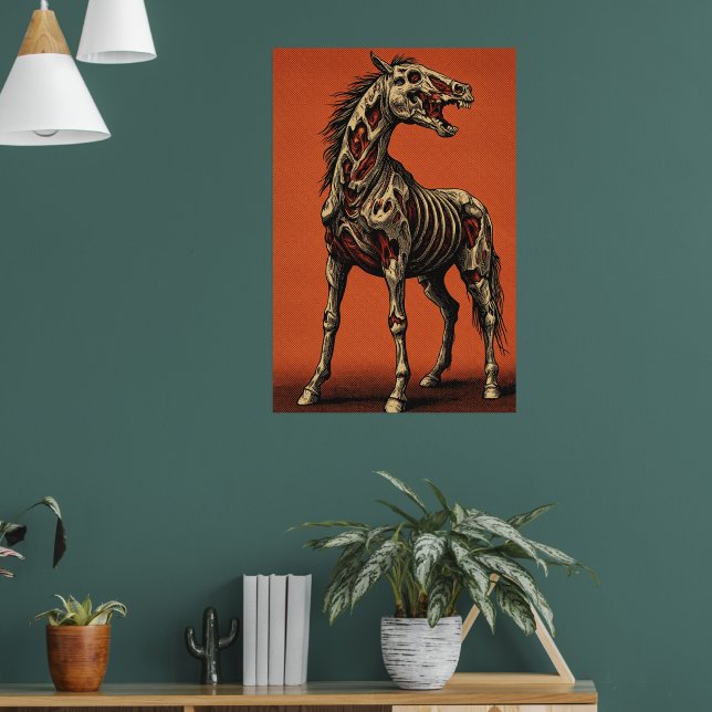 Poster Zombie Horse on Bold Orange Scene (Sala de Estar 1)