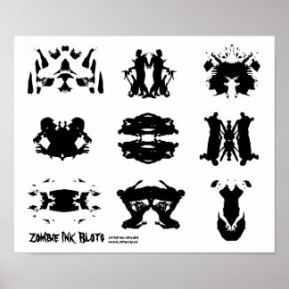 Póster Zombie Ink Blot Rorschach Psicologia Escura Arte