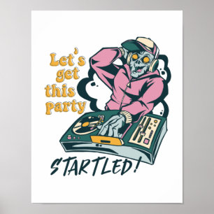 Poster Zombie Music DJ Retro Halloween Party