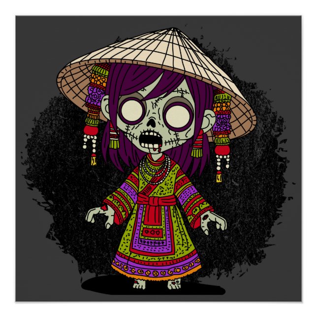 Póster Zombie vietnamita bonita (Frente)