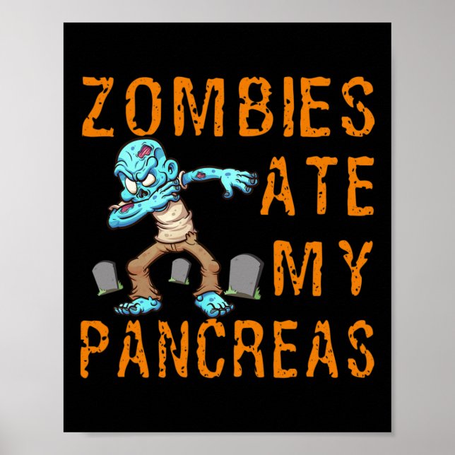 Poster Zombies Comem Meu Pâncreas - Diabetes Divertidos (Frente)