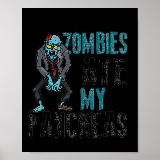 Poster Zombies Comem Meu Pâncreas Diabetes Halloween (Frente)