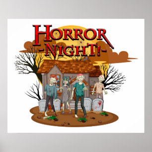 Poster Zombies noturnos horrorosos