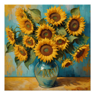 Póster Zomerse Zonnebloemen