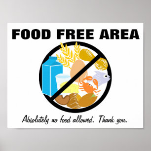 Poster Zona amigável da alergia da área livre da comida