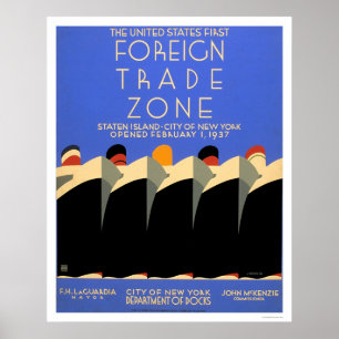 Póster Zona de comércio externo WPA 1937 de NY