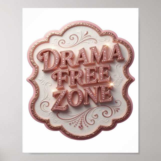 Poster Zona de Design sem DRAMA Rosa na Moda (Frente)