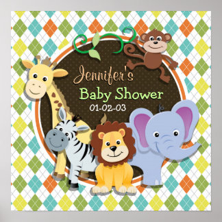 Póster Zoo Animais em Argyle Colorida
