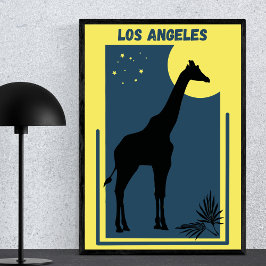 Poster Zoo California Vintage Giraffe