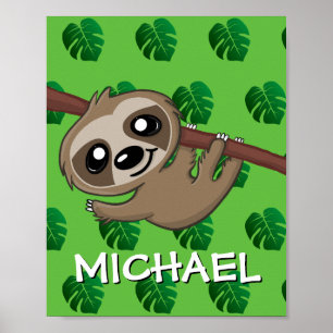 Poster Zoo da selva de desenhos animados cultos do Safari