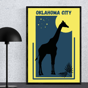 Poster Zoo Park Vintage Giraffe Amarelo