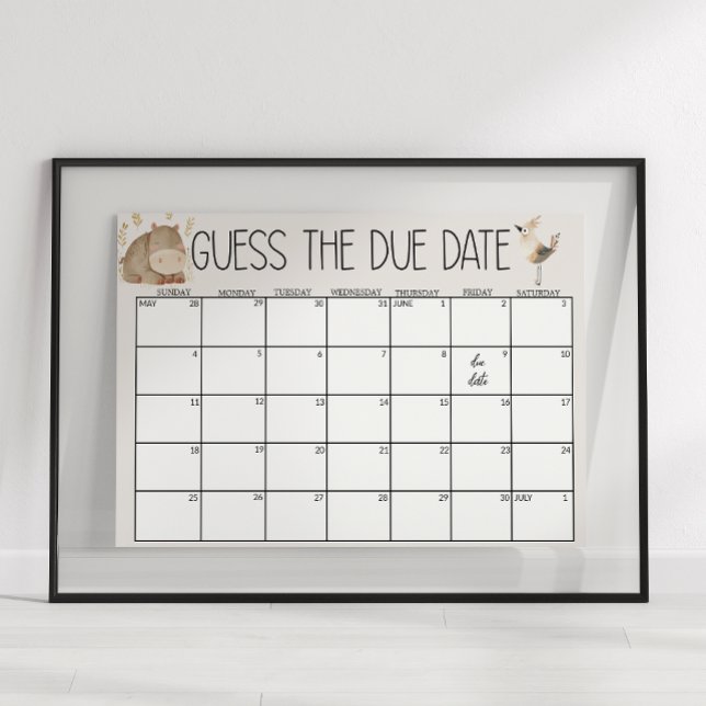 Poster Zoo Safari Nursery Animal Chá de fraldas Adivinha  (Criador carregado)