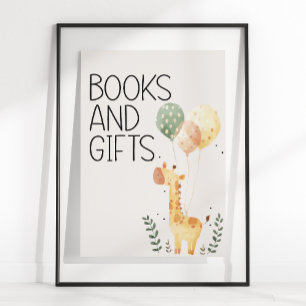 Poster Zoo Safari Nursery Animal Livros de Chá de fraldas