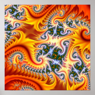 Poster Zoom Fractal Laranja e Amarelo