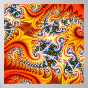 Poster Zoom Fractal Laranja e Amarelo