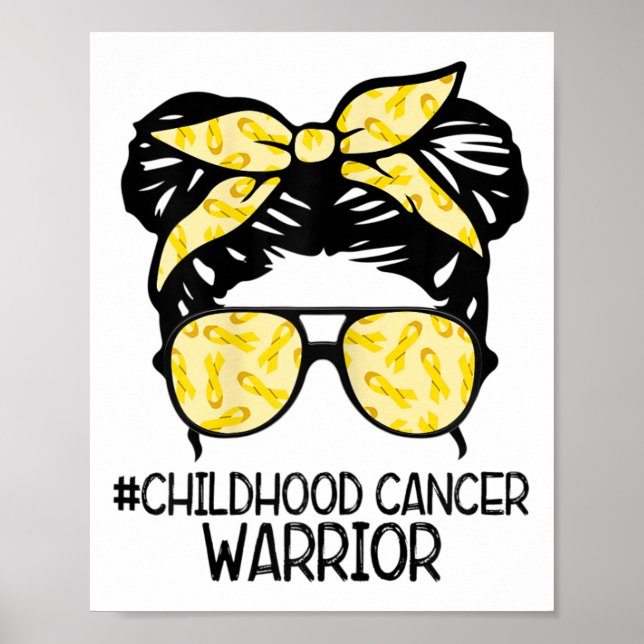Poster Zqxj Messy Bun Yellow Ribbon Childhood Cancer Warr (Frente)