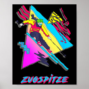 Poster Zugspitze retro esquiador de esqui esquiando desig