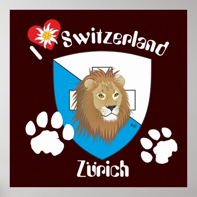Póster Zürich Schweiz Suiça (Frente)