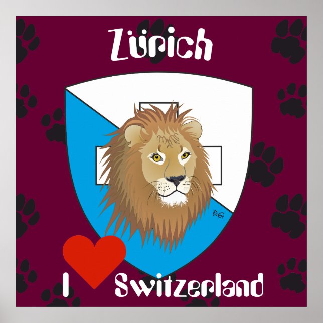 Póster Zürich Schweiz Suiça (Frente)