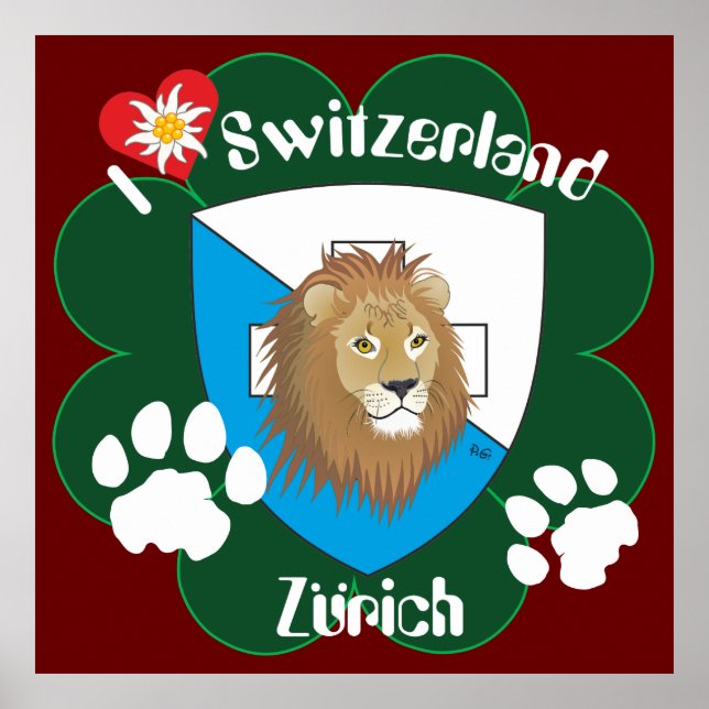 Póster Zürich Schweiz Suiça (Frente)