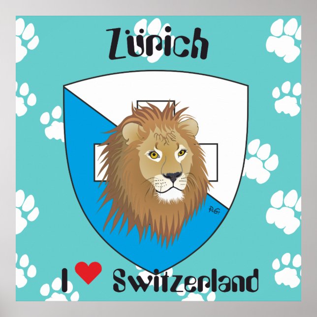 Póster Zürich Schweiz Suiça (Frente)