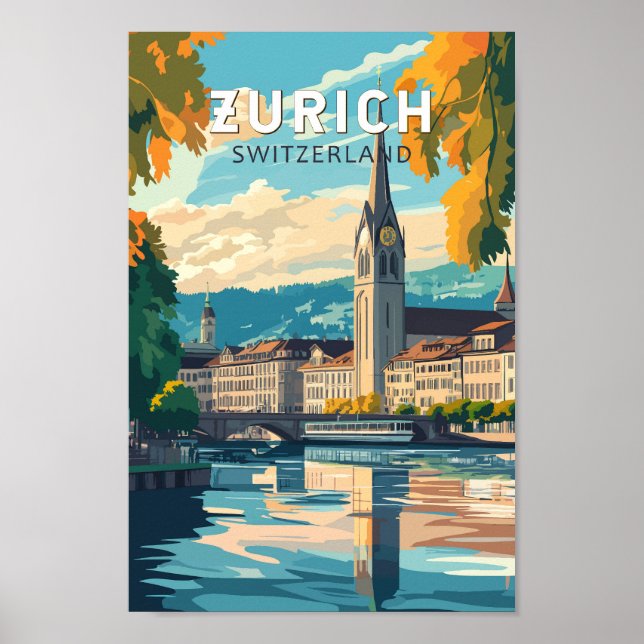Poster Zurich Suiça Art Vintage (Frente)