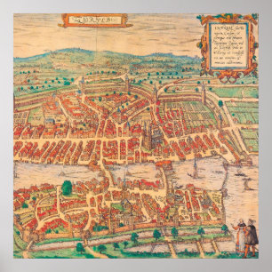 Poster Zürich Zurich Vintage Map Suiça Landkarte