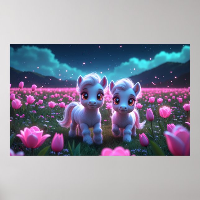 Poster Zwei kleine süße Ponys (Frente)