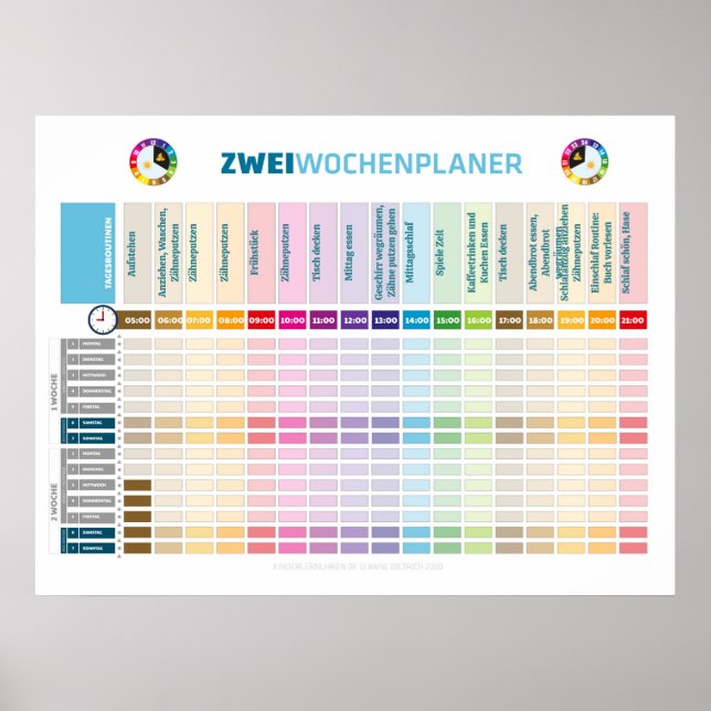 Poster Zwei Wochenplaner für Kinder im Wechselmodell (Frente)