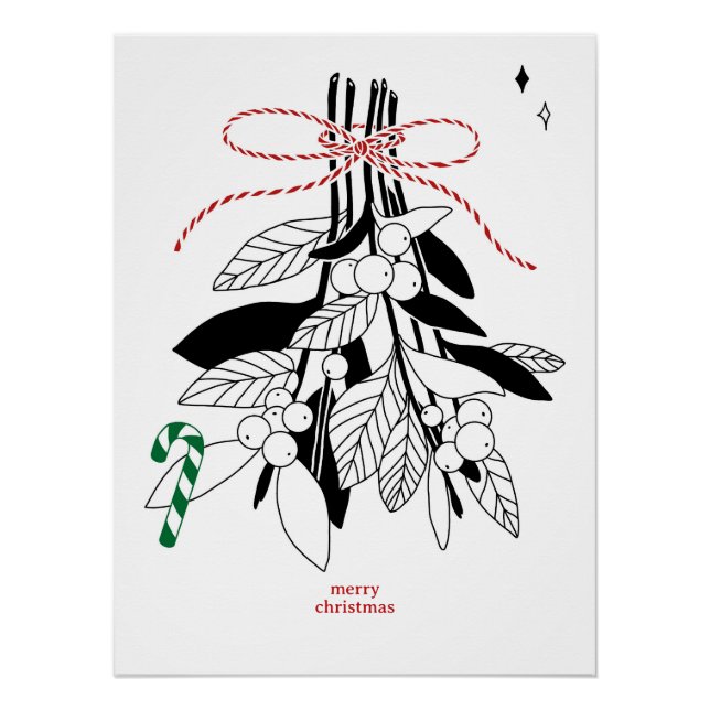 Póster Zweige mit Schneebeeren, Glänzende Poster (Frente)