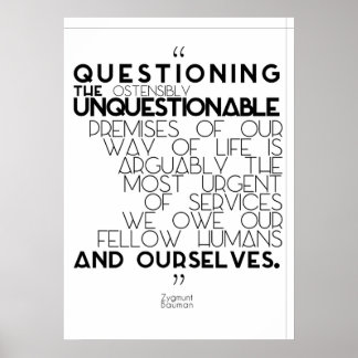 Poster Zygmunt Bauman - Questionando o inquestionável