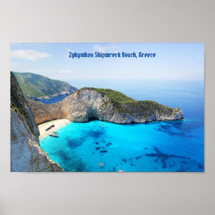 Poster Zykynthos Shipwreck Beach, Grécia