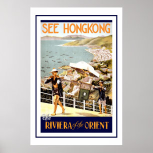 Posters das viagens vintage de Hong Kong Riviera
