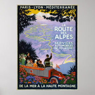 Posters das viagens vintage - DES Alpes da rota do