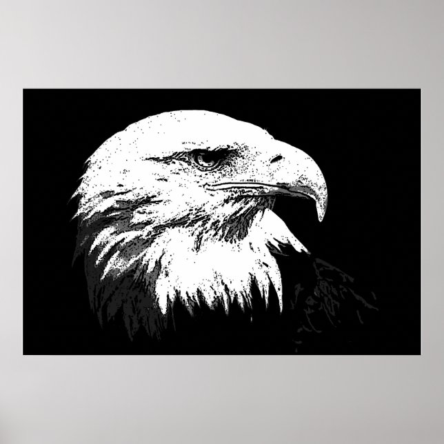 Posters de Águia Bald Poster Impressão Eagles BW A (Frente)