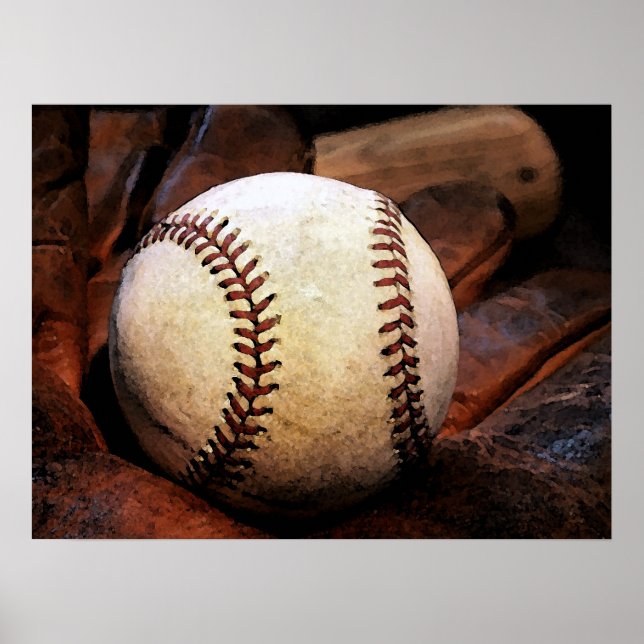 Posters de beisebol - Luva e bola de beisebol (Frente)