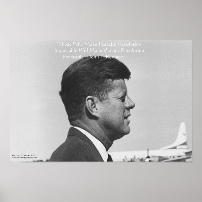 Posters de citação "Revolução pacífica" do JFK (Frente)