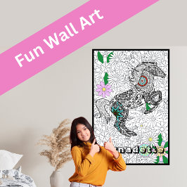 Posters de Coloração Floral de Cavalo Gigante de N