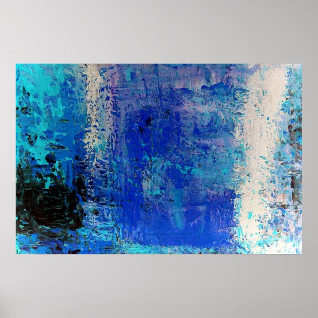 Posters de Decoração de Impressão Abstrato Azul Mo (Frente)