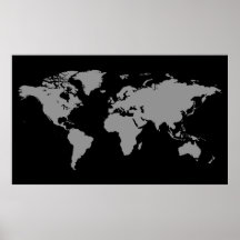 Posters De Mapa Do Mundo Negro E Branco 11