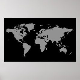 Posters De Mapa Do Mundo Negro E Branco 11