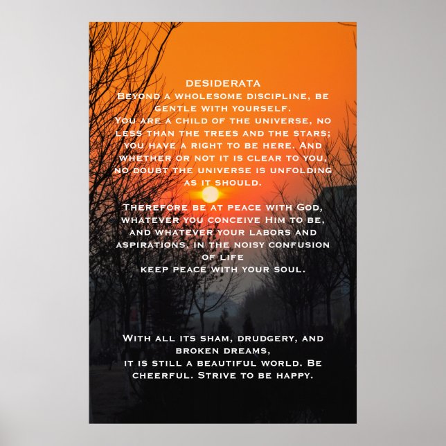 POSTERS de passagem laranja DESIDERATA (Frente)