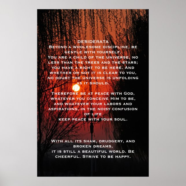 POSTERS de passagem vermelho DESIDERATA (Frente)